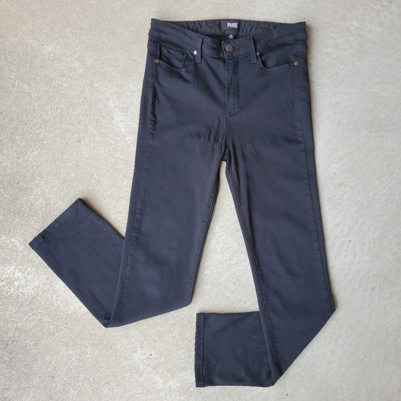 PAIGE 29 Hoxton High Rise Straight Leg Slim Casual Jeans in Dark Shadow - Picture 3 of 15